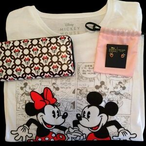Minnie Mouse wallet, tee-shirt size XXL, Kate Spade Minnie mouse earrings, NWT